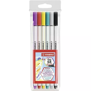 Marcador Stabilo Pen 68 Brush (pincel) X6