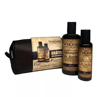 Kit De Barba C/ Necessaire - Shampoo E Condicionador Viking