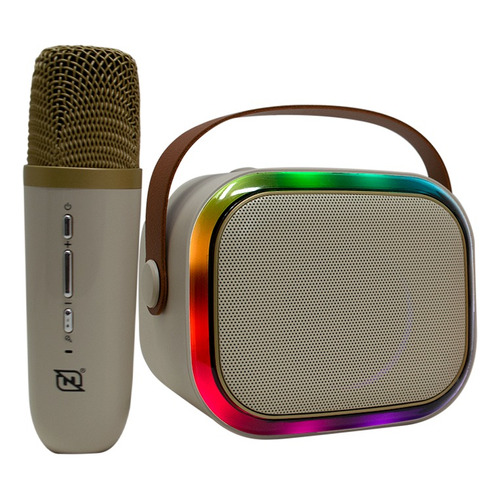 Bocina Bluetooth Karaoke Microfono Bt Fm Microsd Usb Aux Color Beige