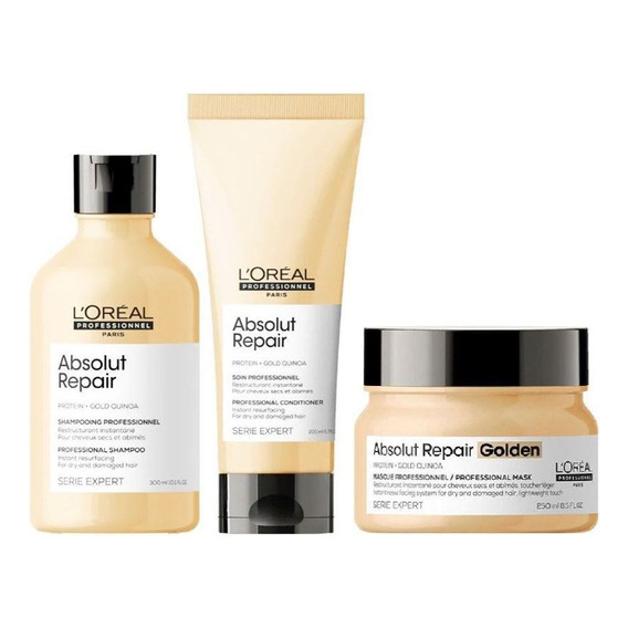 Pack Absolut Repair Loreal Pro Shampoo, Crema Y Máscara