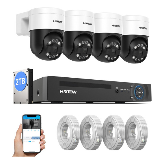 4k Rotación Kit Cámaras De Seguridad Videovigilancia 8mp 2tb