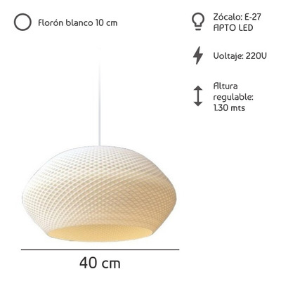 Lampara Colgante 40cm Diseño Deco Exclusivo Sustentable D3d