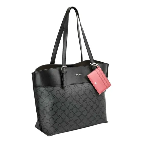 Cartera bolsa tote Nine West NYC543524 dise o liso de vinil negra