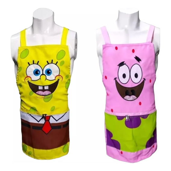 2 Mandiles Baberos Delantales Bordados Bob Esponja Patricio