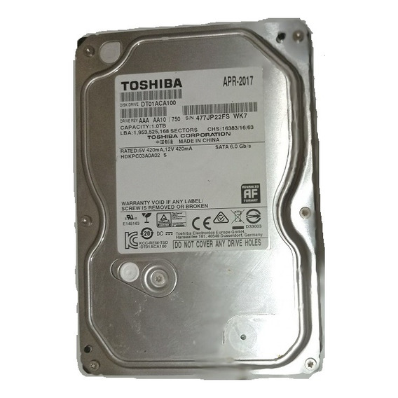 Disco Rígido Toshiba 1tb Dt01aca100 - Usado