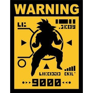 Placa Decorativa Warning, Over 9000 - Dragonball Z