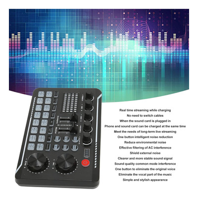 Microfone Lapela Wireless E Mixer Live Sound Card Completo