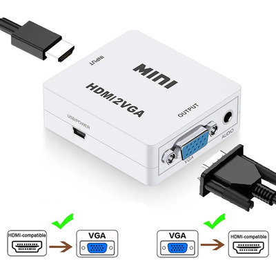 Adaptador Conversor Hdmi Fêmea Para Vga Fêmea Cabo Alim. Usb