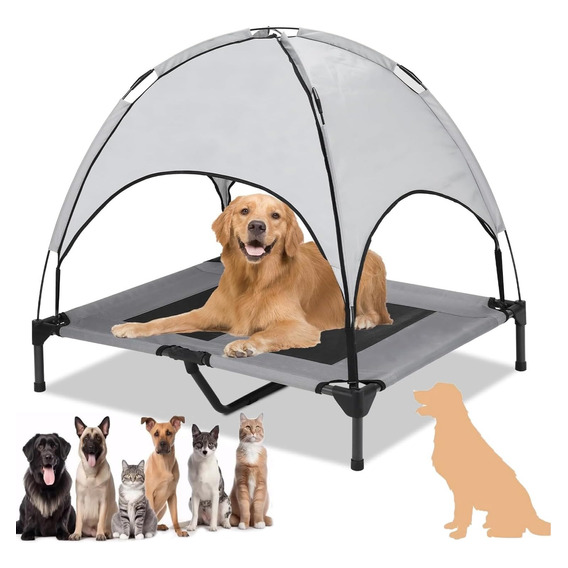 Cama Elevada Con Toldo De Perro Mascota Portátil Exterior