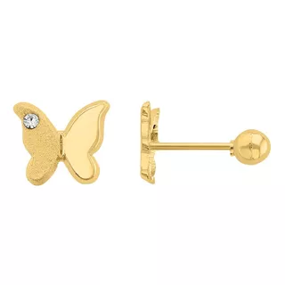 Arete Broquel Oro 14k Mariposa Elegante 