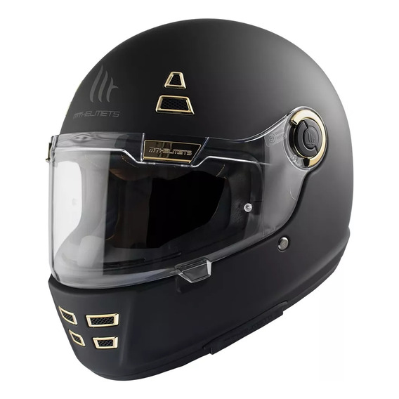 Casco Moto Integral Mt Jarama Solid A1 Negro Mate Vintage 