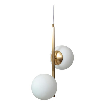 Colgante 2 Luces Vertical Elyn E27 Dorado Globo Opal 15cm 