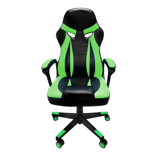 Silla de escritorio TodaTuCasa Escorpion gamer ergonómica  negra y verde con tapizado de cuero sintético