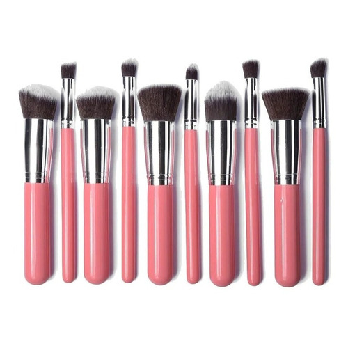 Oferta!~set Brochas/10pzs Maquillaje De Kabuki Color Rosa