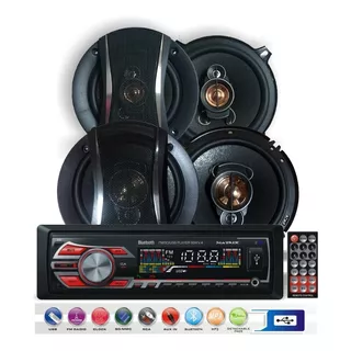 Combo Stereo Matrix Usb Bluetooth + Parlantes 6'' + 5 1/4''