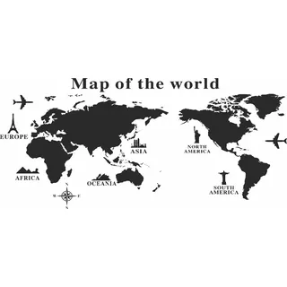 Vinilo Decorativo  Mapa  Mundi Map Of The World 260 X 119 Cm