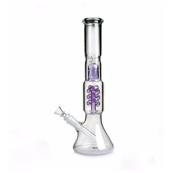 Bong De Pyrex Doble Percolador Morado De Vidrio  | Zigzaboo