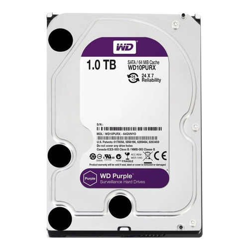 Disco duro interno Western Digital WD Purple WD10PURX 1TB púrpura