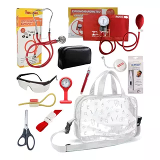 Kit Enfermagem Aparelho De Pressão Completo + Relógio Lapela