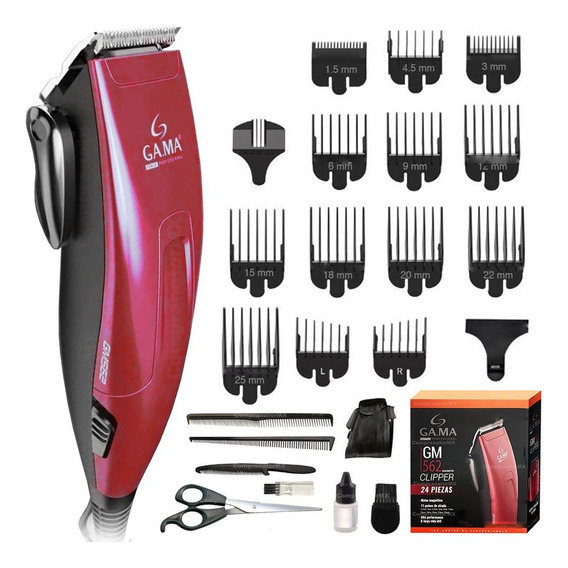 Kit Máquina Peluquería Recortadora Pelo Cabello Viaje Barba Color Rojo