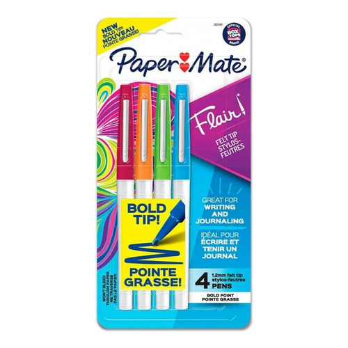 Marcador Paper Mate Flair Bold Blister X4 Colores Surtidos