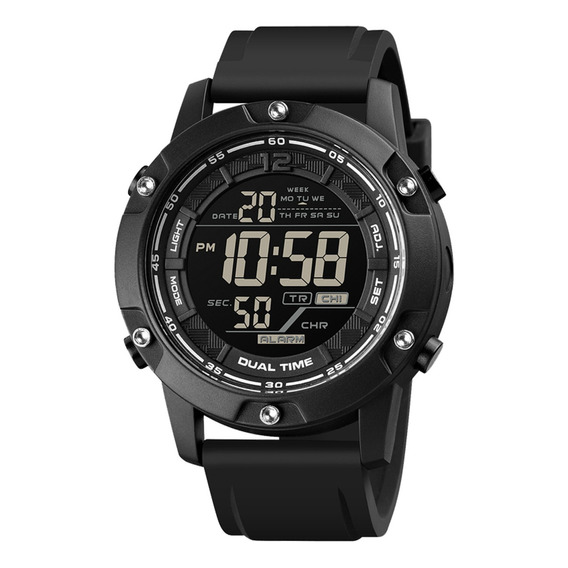 Reloj Deportivo Digital Burk 1762 Alarma Luz Cronometro ! Color de la malla Negro