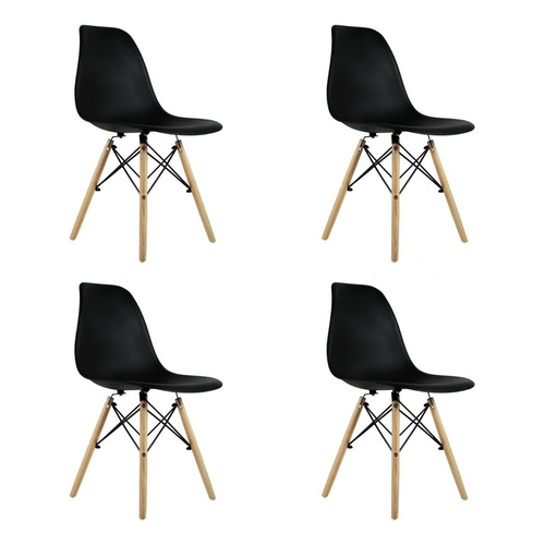 Set 4 Sillas Eames Mundo In Comedor Restaurante Color de la estructura de la silla Negro