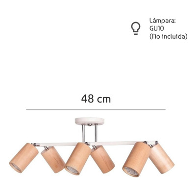 Plafon Sistema 6 Luces Blanco Madera Frances Apto Led Gu10