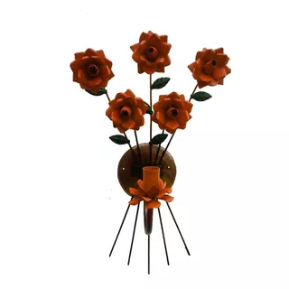 Linda Luminária De Parede Com Flor De Ferro Decorativa Sala