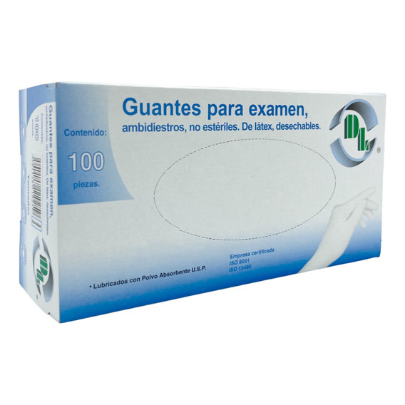 100 Guante Látex No Estéril Para Examen Médico Talla Mediano