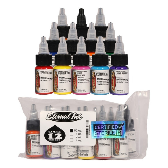 Kit De Tinta Para Tatuar Eternal Sample Set 12 Colors 0.5 Oz