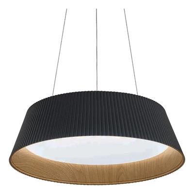Lámpara Colgante Suiza Led Negro Madera Control Remoto Ld Negro