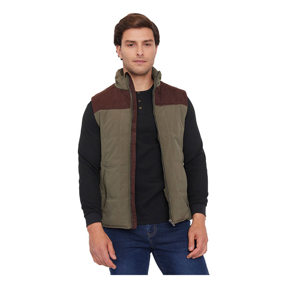 Parka Hombre Suede Bloques Oliva Corona