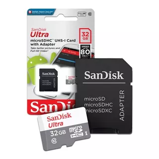 Cartão Memória Microsd 32gb Sandisk Classe 10 Ultra 80mb/s