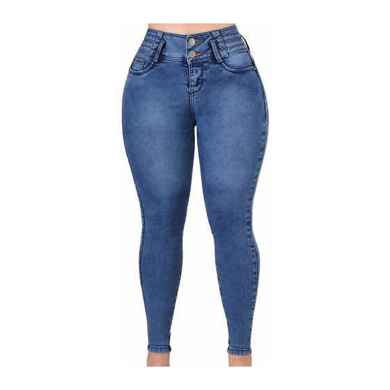 Jeans Dama Levanta Pompa Pantalón Colombiano Push Up Mezclil