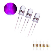 12x Led Ultravioleta Uv 5mm Alto Brilho + Resistor 470 12v