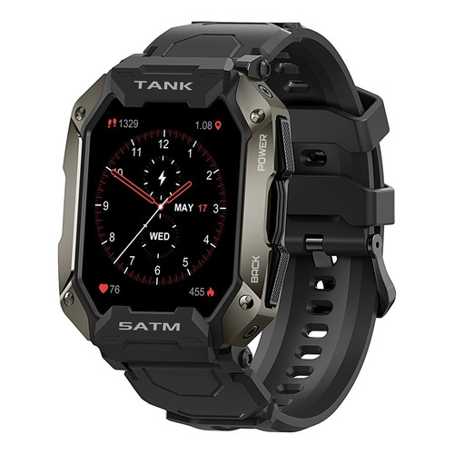 Smartwatch Kospet Rugged Tank M1 1.72" caja 43mm de  metal y plástico  negra, malla  dark night black de  silicona