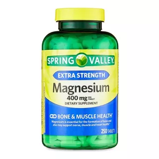 Magnesio Magnesium 400 Mg 250 Tabletas Spring Valley Huesos Sabor Neutro