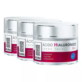 3 Pack Crema Ácido Hialurónico Dia  Colágeno Elastina B5