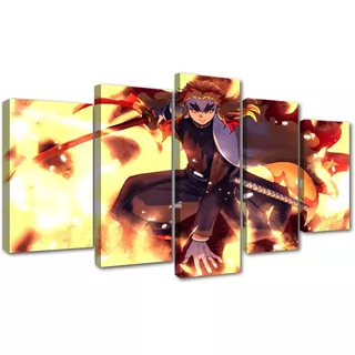 5 Cuadros Canvas Anime Demon Slayer Kyojuro Rengoku Fuego