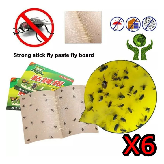 Trampa Atrapa Mata Insecto Mosca Cucaracha Placa Adhesiva X6