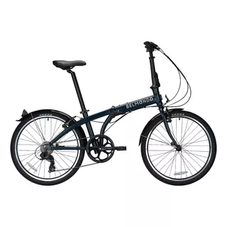 Bicicleta Plegable Belmondo 7+ Rodado 24 Frenos V-brakes Cambio Shimano Tourney Color Azul Mate Urbana Imantada