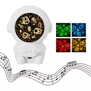 Astronauta Proyector Galaxia Estrellas Luz Giro 360º Música Color De La Estructura Blanco
