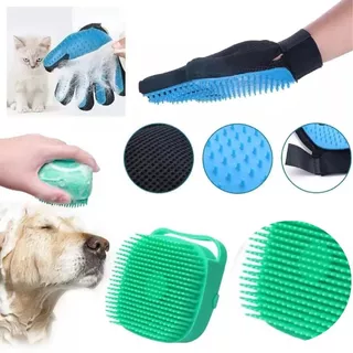 Kit Lava Pet Escova Banho Cachorro Gato Dispenser + Luva Cor Diversas