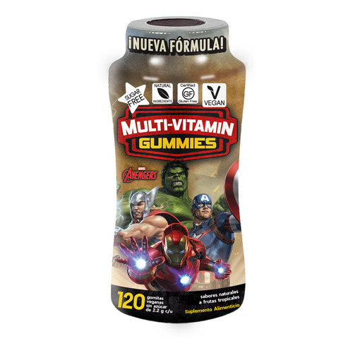 Avengers Multi-vitaminas 120 Gomitas | Sin Azúcar | Veganas Sabor Sin sabor
