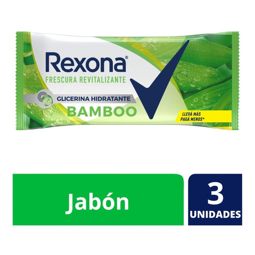 Jabón De Tocador Glicerina Active Rexona 3x125g Fragancia Bamboo