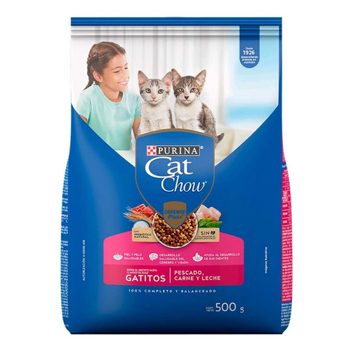 Alimento Purina® Cat Chow® gatito pescado carne y leche 500g