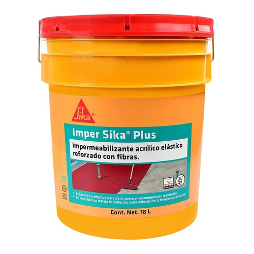Impermeabilizante Acrílico Imper Sika Plus 18 L Rojo
