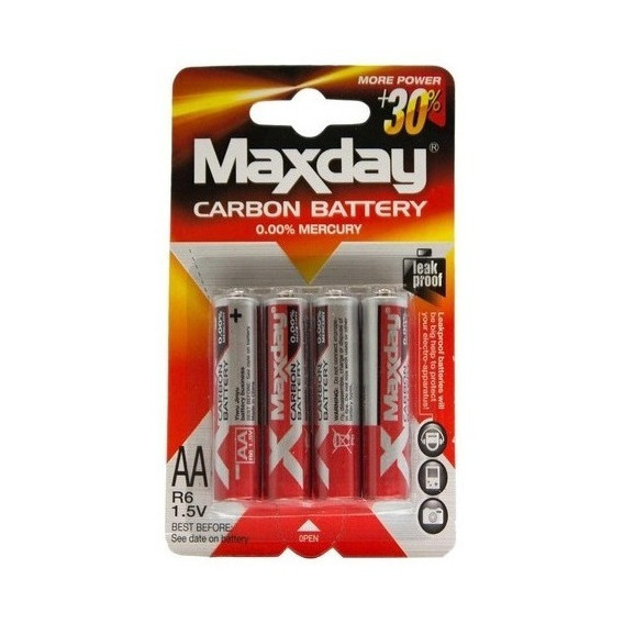 Pilas Carbon Battey 30%+ Maxday 4 Unidades Aa Y Aaa
