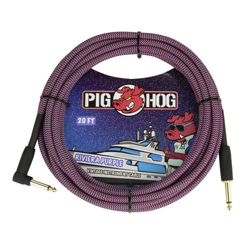 Pig Hog Pch20rppr Cable Inst Riviera Purple 6.10 M Ang/recto